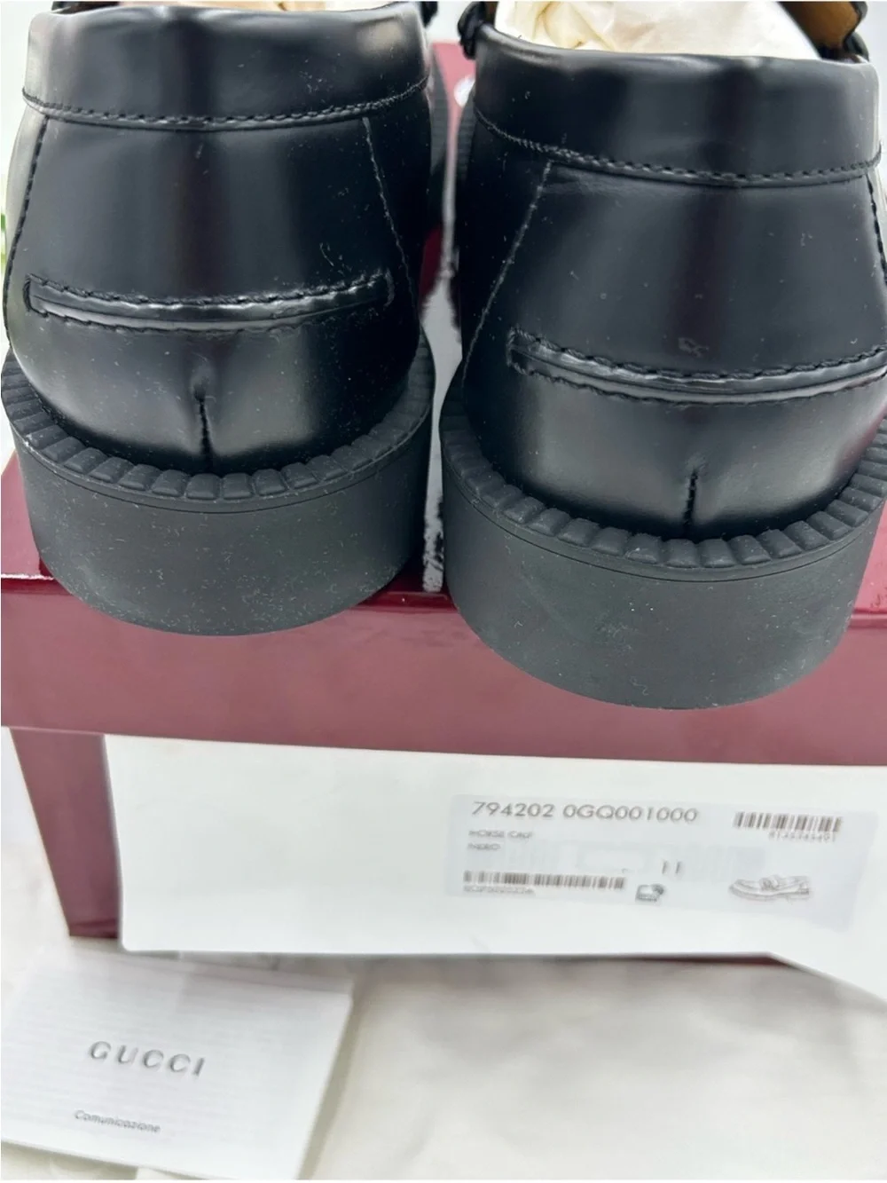 Men’s Gucci horse bit, leather loafer size 11 fits 11.5 US made in Italy